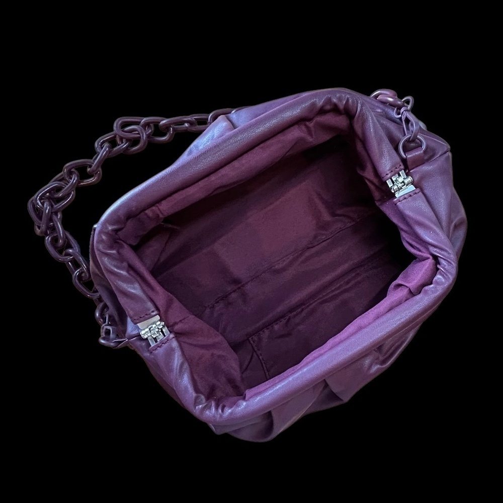 New Badgley Mischka Wrapped Frame Bag Plum - Picture 9 of 11